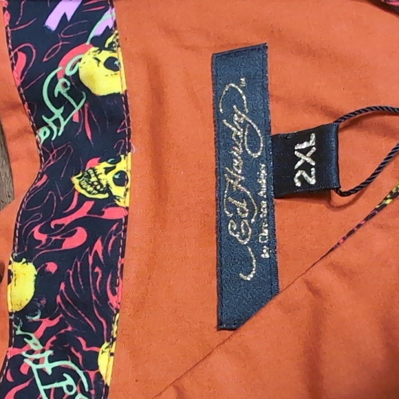 *NWT* Y2K Ed Hardy Punk Skulls & Rope Long Sleeve Button Down Size XXL Orange - Picture 2 of 14